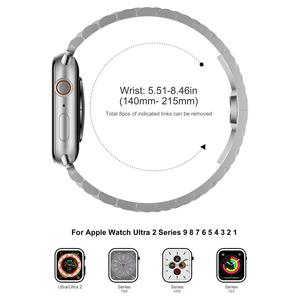 Stainless Steel Metal Band for Apple Watch Series 10/9 Ultra 2 Series 8 7 6 5 4 SE 49mm 46mm 45mm 44mm 42mm 41mm 40mm / Series 3 2 1 42mm 38mm