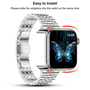 Stainless Steel Metal Band for Apple Watch Series 10/9 Ultra 2 Series 8 7 6 5 4 SE 49mm 46mm 45mm 44mm 42mm 41mm 40mm / Series 3 2 1 42mm 38mm