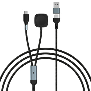 2 in 1 USB A/C Cable for Apple Watch Charger Multi Fast Magnetic Wireless Charging Compatible with iWatch Ultra 3/SE 3/Series 11-1/iPhone/Galaxy (4FT/1.2M)