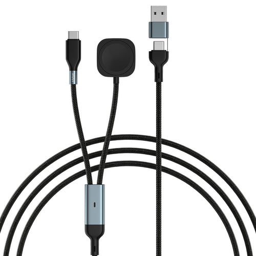 2 in 1 USB A/C Cable for Apple Watch Charger Multi Fast Magnetic Wireless Charging Compatible with iWatch Ultra 3/SE 3/Series 11-1/iPhone/Galaxy (4FT/1.2M)