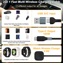 2 in 1 USB A/C Cable for Apple Watch Charger Multi Fast Magnetic Wireless Charging Compatible with iWatch Ultra 3/SE 3/Series 11-1/iPhone/Galaxy (4FT/1.2M)