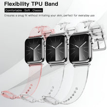 6 Pack Clear Apple Watch Band 46/45/44mm 42/41/40/38mm, Soft Transparent Glitter Waterproof iWatch Bands for Women Series 1-10