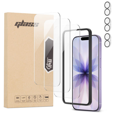 iiteeology 3 Pack Screen Protector for iPhone 17/iPhone Air/iPhone 17 Pro/iPhone 17 Pro Max with 3 Pack Camera Lens Protector and Installation Frame, HD Clear 9H Hardness Tempered Glass Full Coverage
