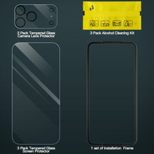 iiteeology 3 Pack Screen Protector for iPhone 17/iPhone Air/iPhone 17 Pro/iPhone 17 Pro Max with 3 Pack Camera Lens Protector and Installation Frame, HD Clear 9H Hardness Tempered Glass Full Coverage