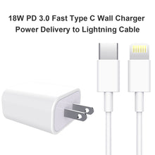 18W PD 3.0 Fast Type C Wall Charger Power Delivery to Lightning Cable for iPad/iPhone