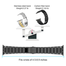Apple Watch Carbon Fiber Band with Stainless Steel  49mm 45mm 44mm 42mm 41mm 40mm 38mm Series 8/7/6/5/4/Ultra