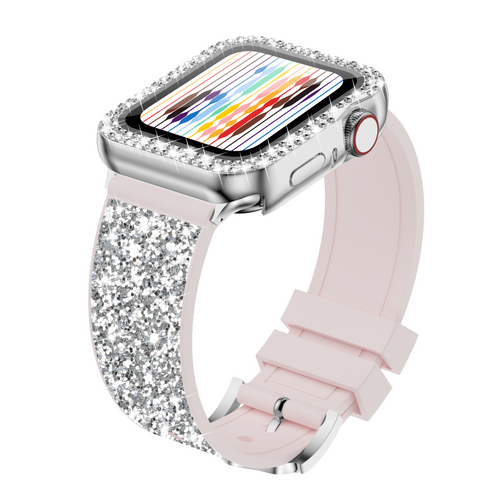 Glitter Apple Watch Band 45/44/42mm 41/40/38mm with Rhinestone Case Women